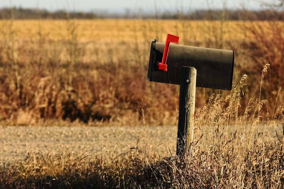 Mailbox on a country road