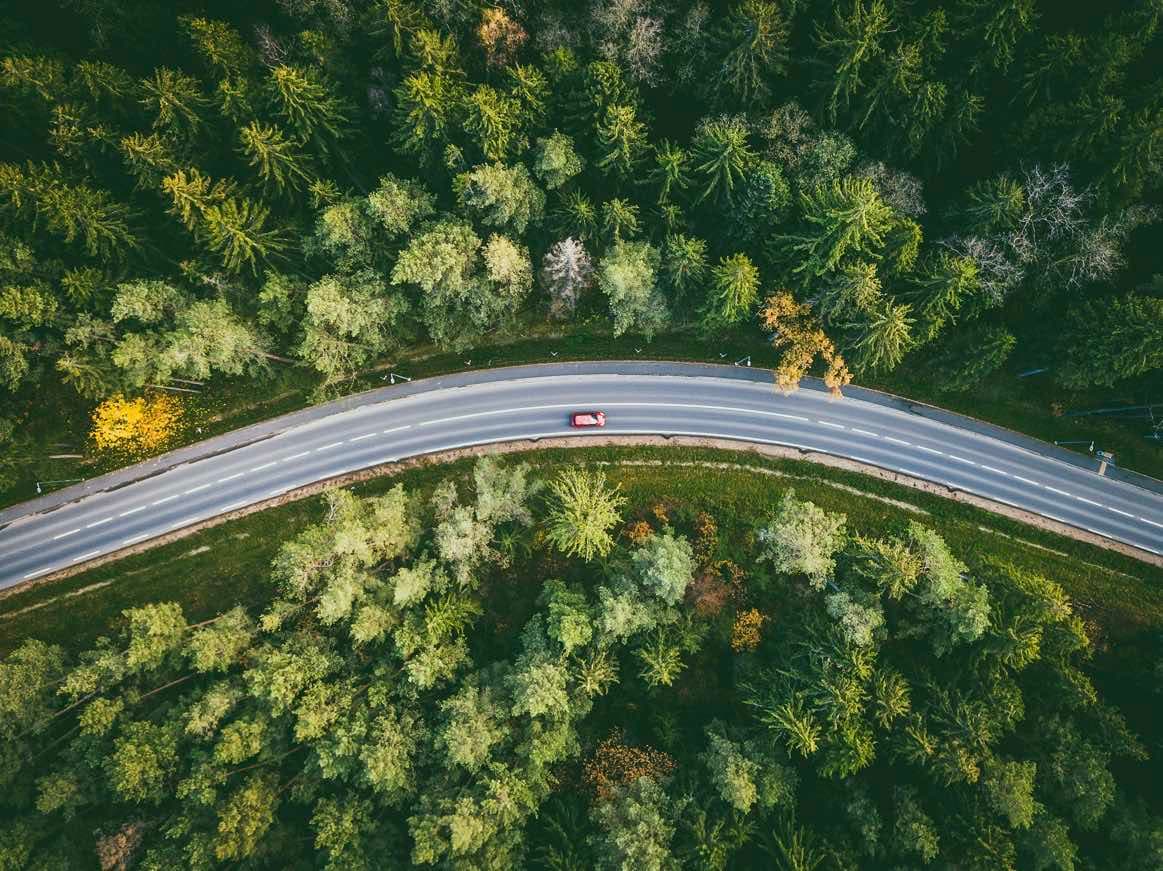 Car driving on winding road